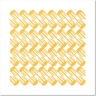 Yellow mid century pattern geometric Posters and Art